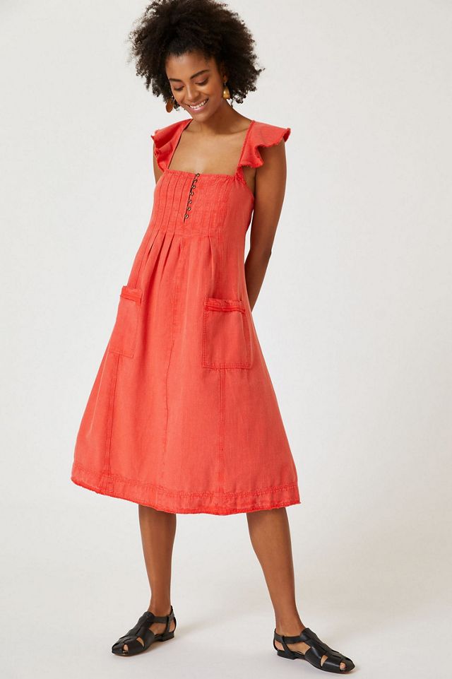 Open Back Pleated Midi Dress #1