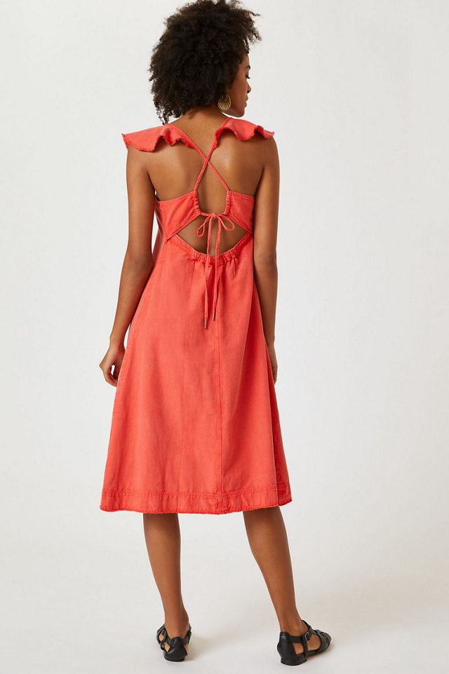 Open Back Pleated Midi Dress #3