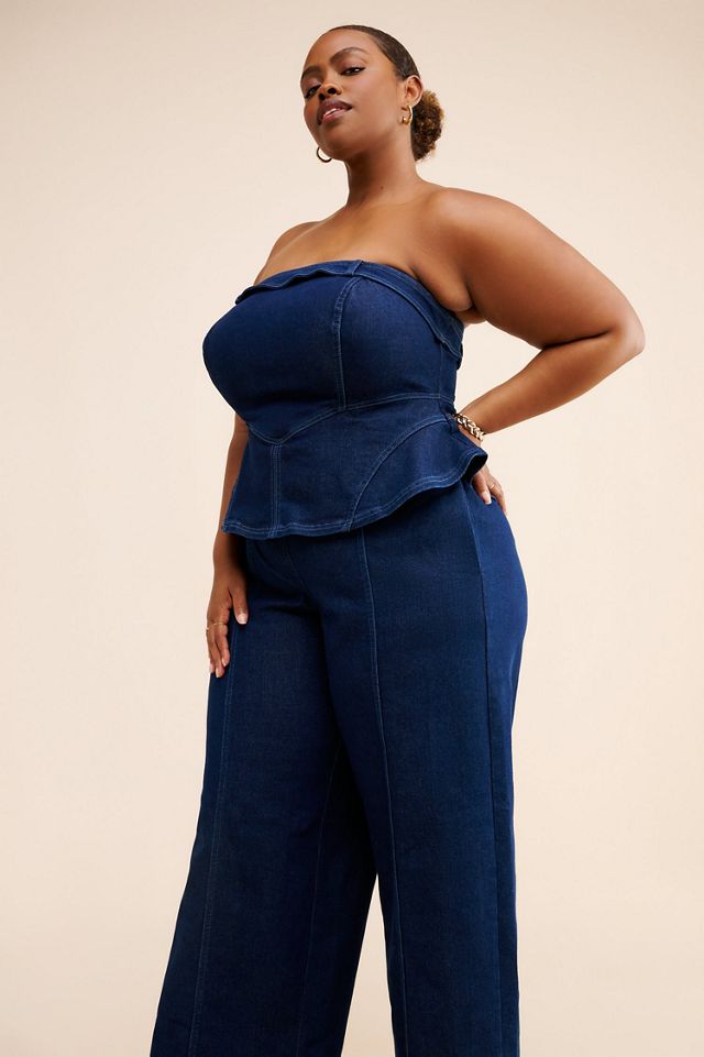 Eloquii Denim Peplum Jumpsuit #3