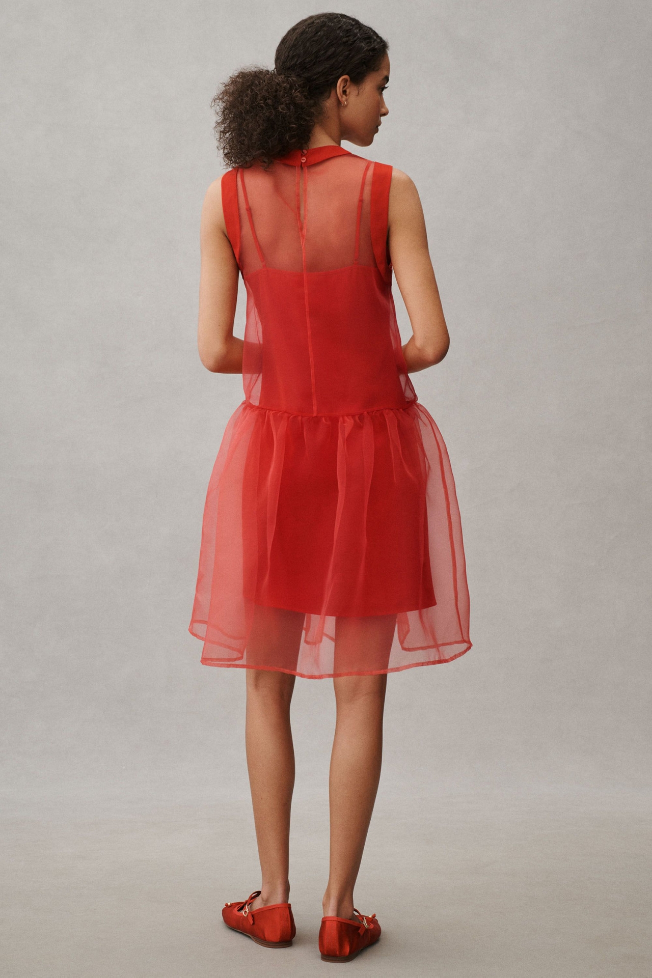 BHLDN Kendall Sleeveless High-Neck Organza Mini Dress