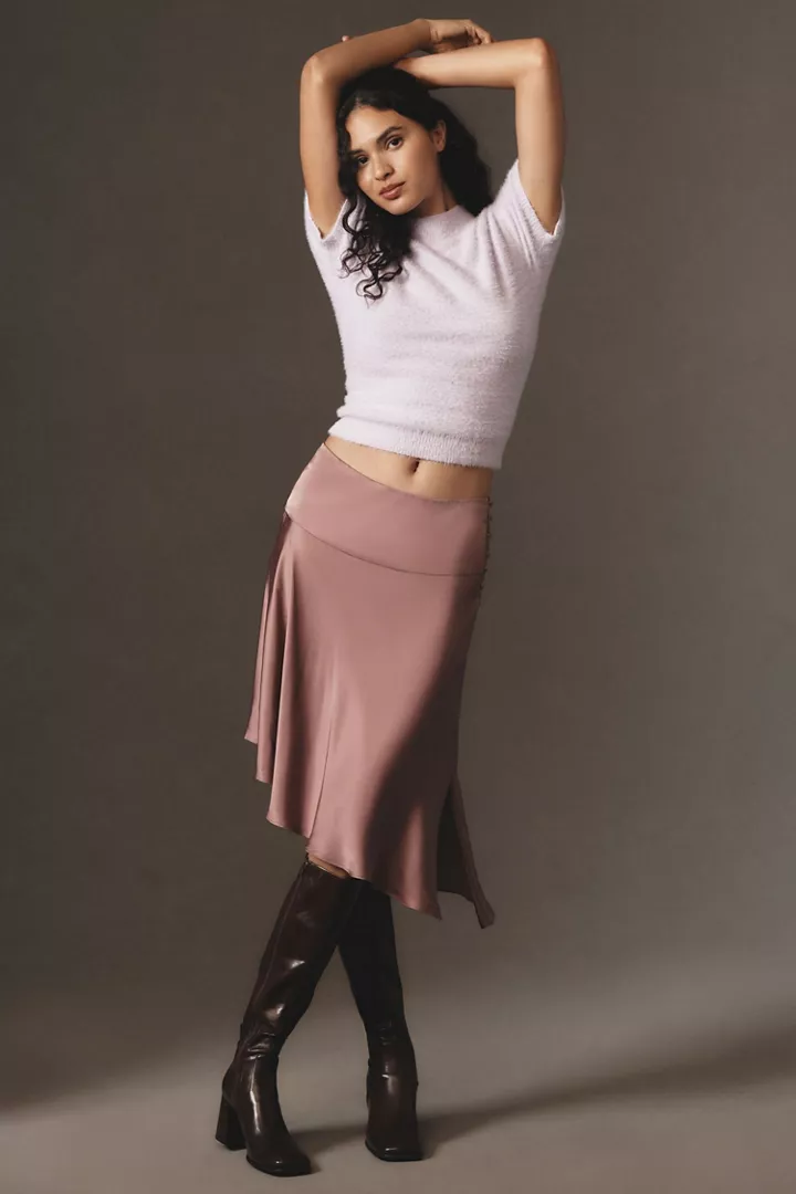 Asymmetrical Slip Midi Skirt