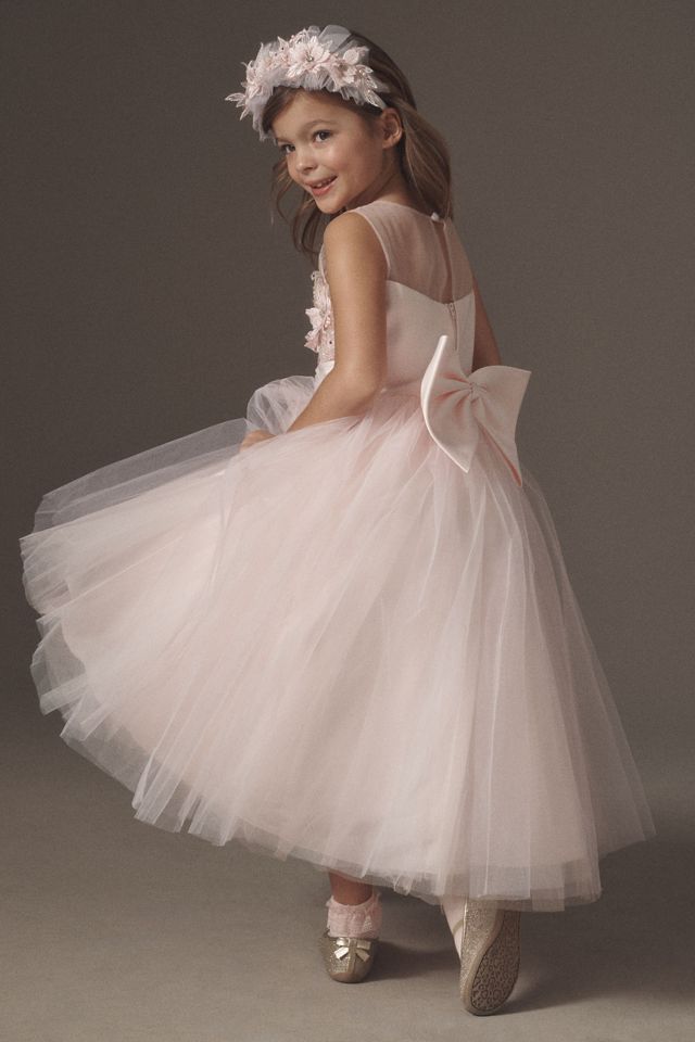 Princess Daliana Pink 3D Floral Bloom Flower Girl Dress #1