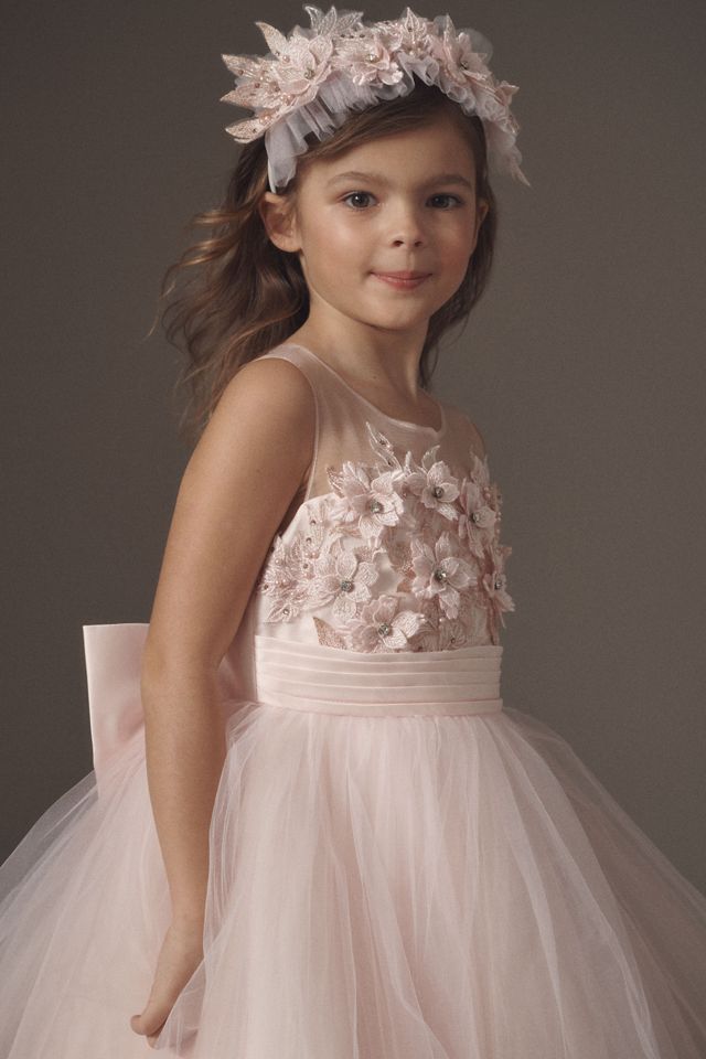 Princess Daliana Pink 3D Floral Bloom Flower Girl Dress #2
