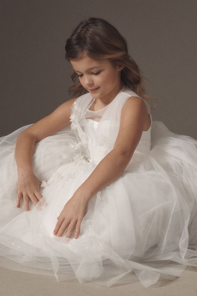 Princess Daliana Elegant Floral Appliqué Flower Girl Dress #5