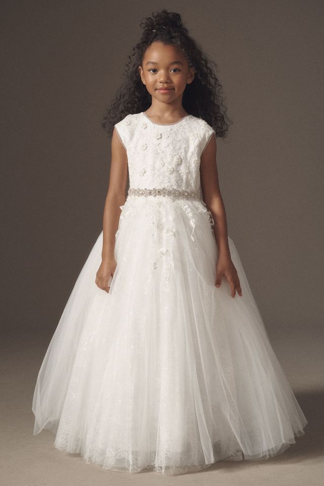 Princess Daliana Belted Tulle Flower Girl Dress #1