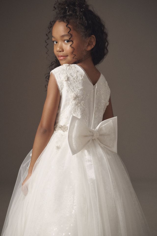 Princess Daliana Belted Tulle Flower Girl Dress #2