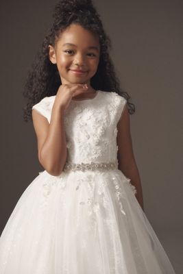 Princess Daliana Belted Tulle Flower Girl Dress