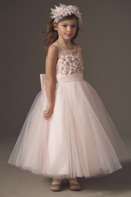 Princess Daliana Pearl-embellished Floral Tulle Flower Girl Headband In Pink