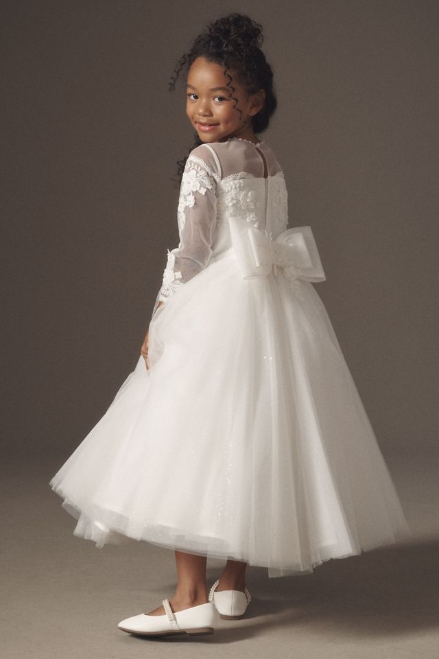 Princess Daliana Long-Sleeve Sheer Lace Flower Girl Dress #2