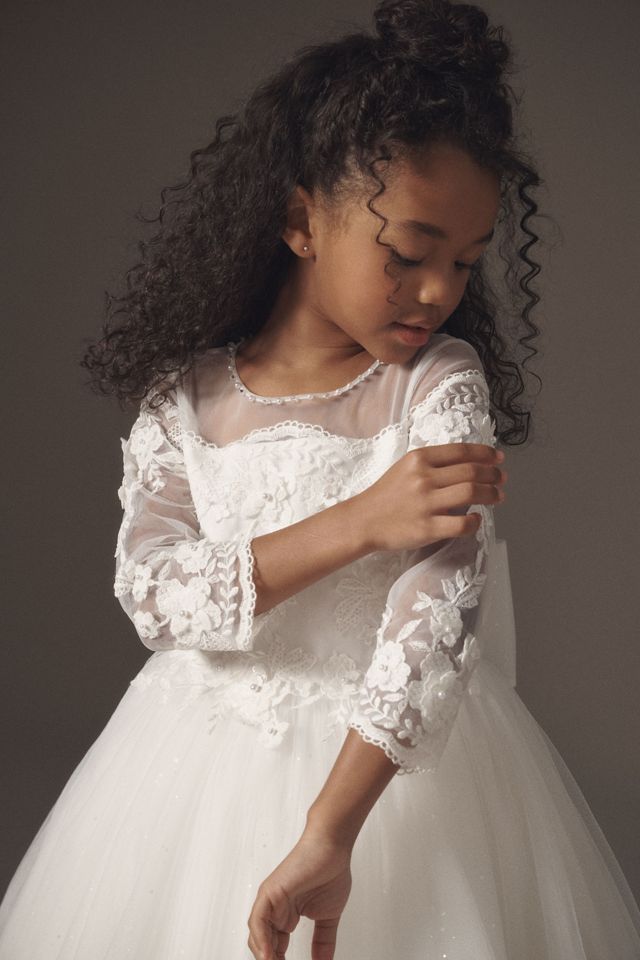 Princess Daliana Long-Sleeve Sheer Lace Flower Girl Dress #3