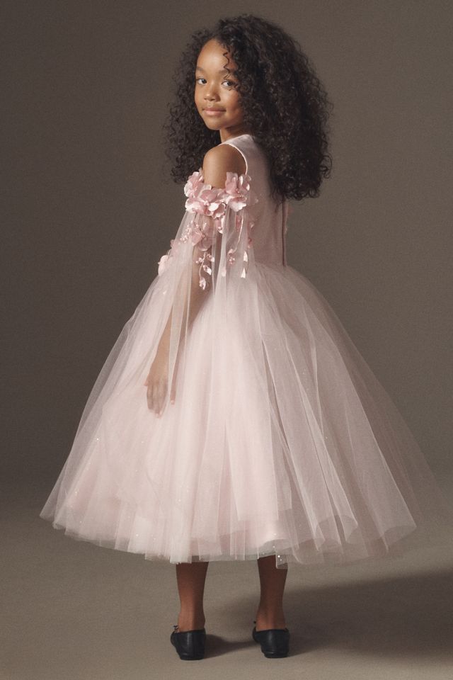 Princess Daliana Off-The-Shoulder Pink Floral Tulle Flower Girl Dress #2