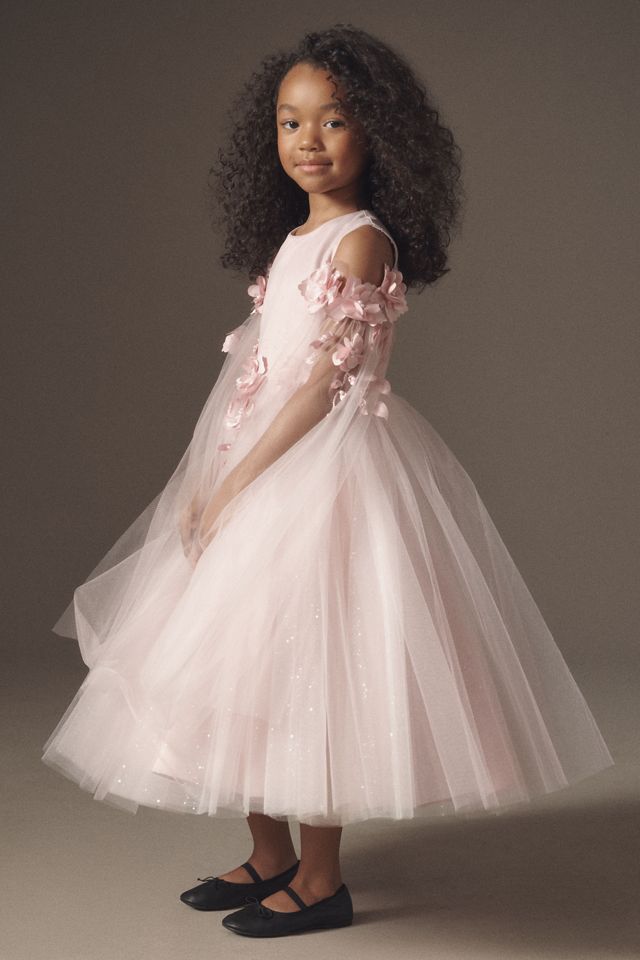 Princess Daliana Off-The-Shoulder Pink Floral Tulle Flower Girl Dress #4