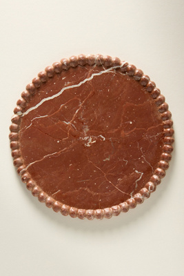 Anthropologie Beaded Marble Cheese Board In Red
