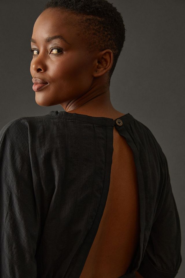 Maeve Puff-Sleeve Smocked Mini Dress #1