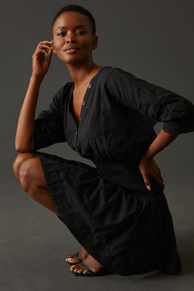 Maeve Puff-Sleeve Smocked Mini Dress #2