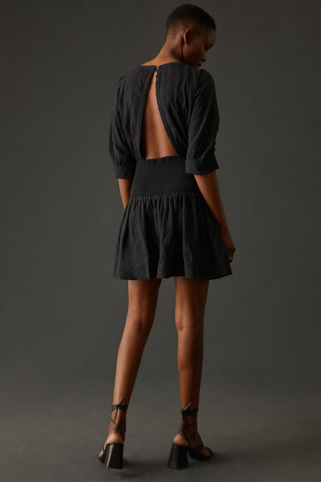 Maeve Puff-Sleeve Smocked Mini Dress #3