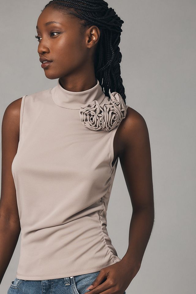 WAYF 3D Floral Mock-Neck Tank #2