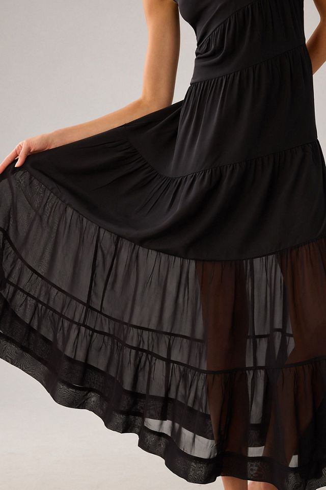 Sleeveless Tiered Silk Dress #1
