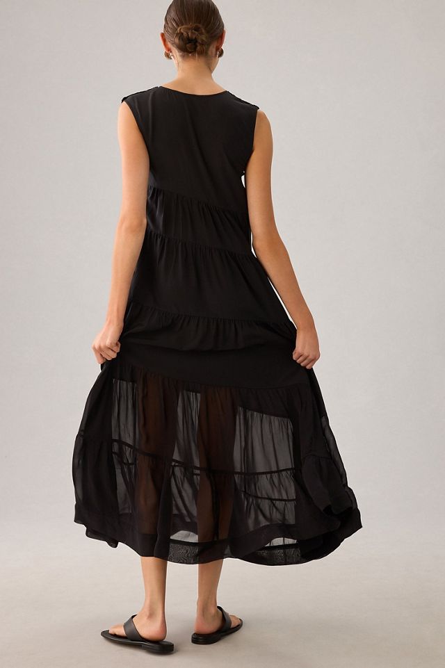 Sleeveless Tiered Silk Dress #2