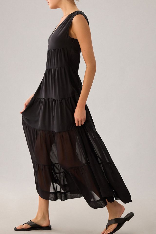 Sleeveless Tiered Silk Dress #3