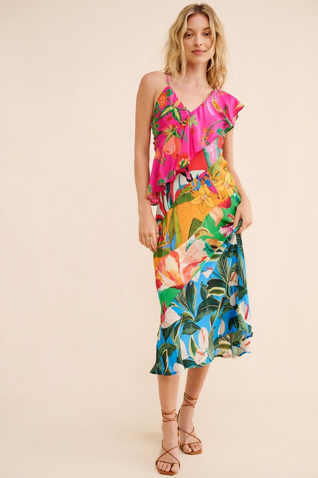 FARM Rio Mixed Flowery Ruffle One Shoulder Dress #3