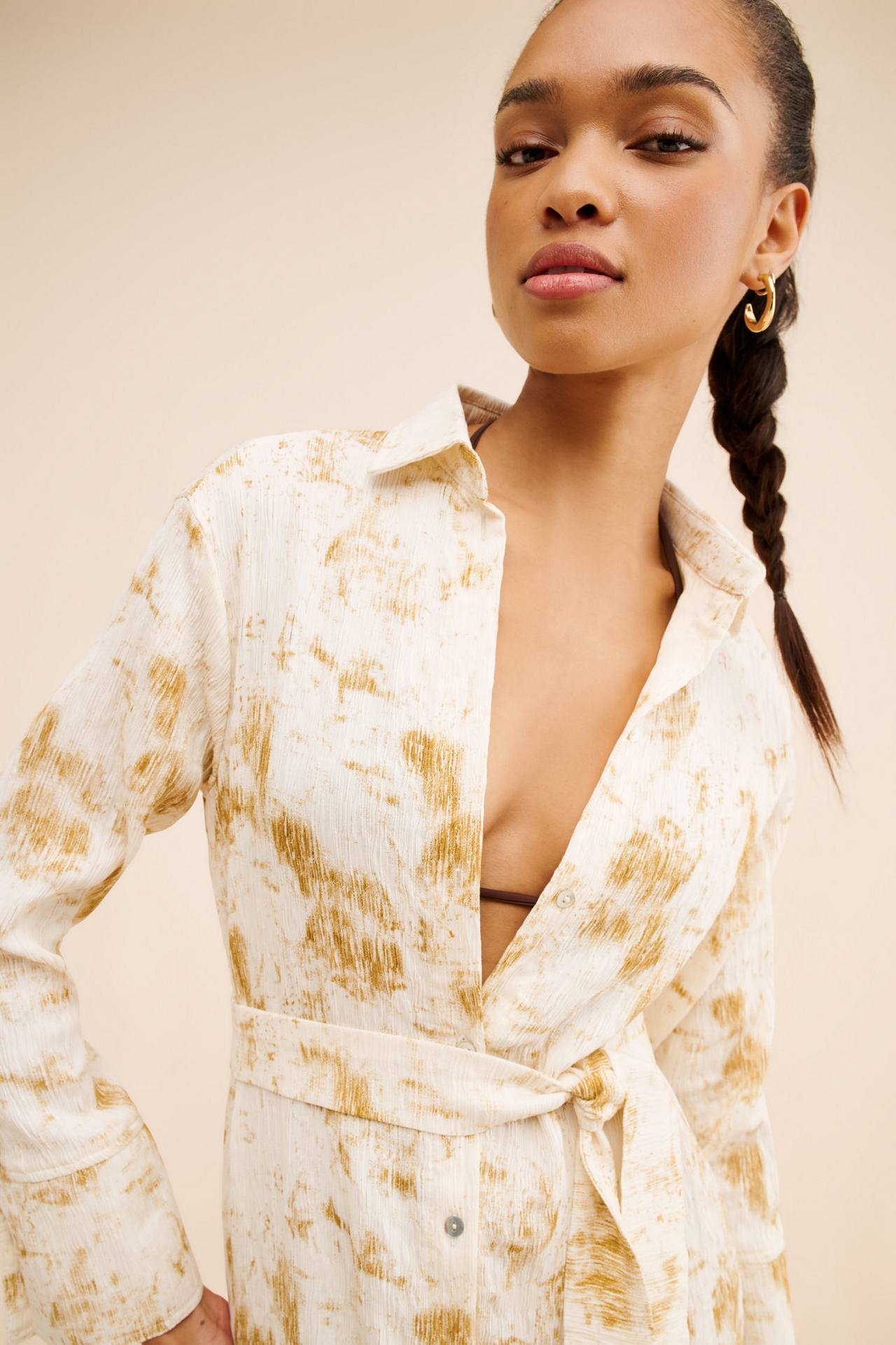 Little Lies Crinkle Dye Shirt Dress