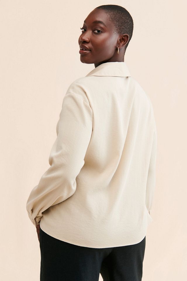 Eloquii Tie-Front Collared Blouse #1