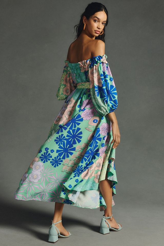 Oopscool Off-The-Shoulder Printed Dress #1