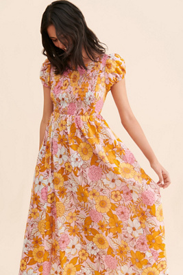 kachel floral bias cut dress Kachel + Diane Silk Bias Slip Dress