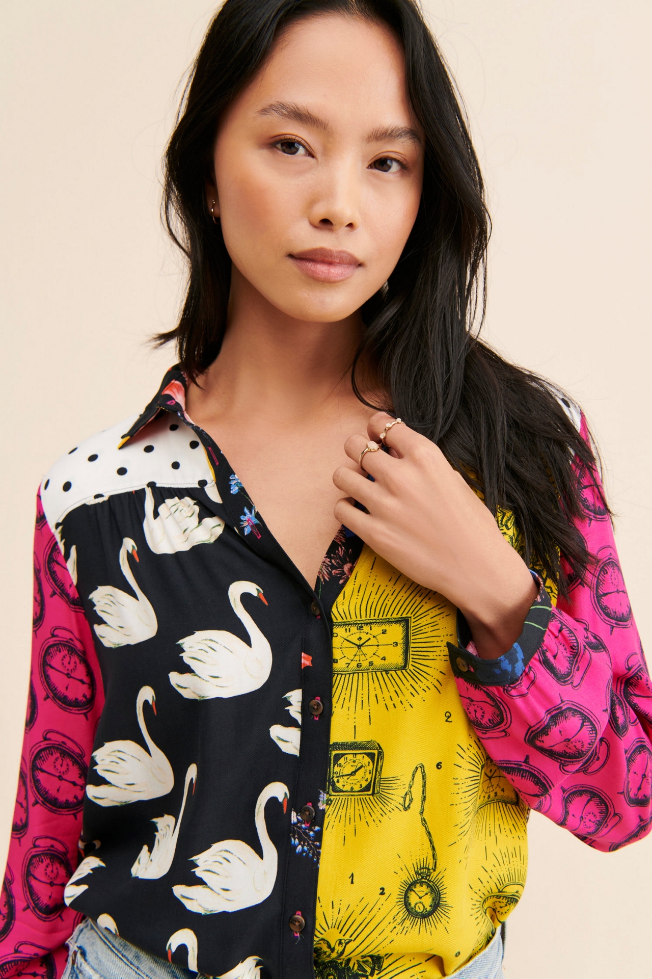 Maeve Paz Contrast Button-Down