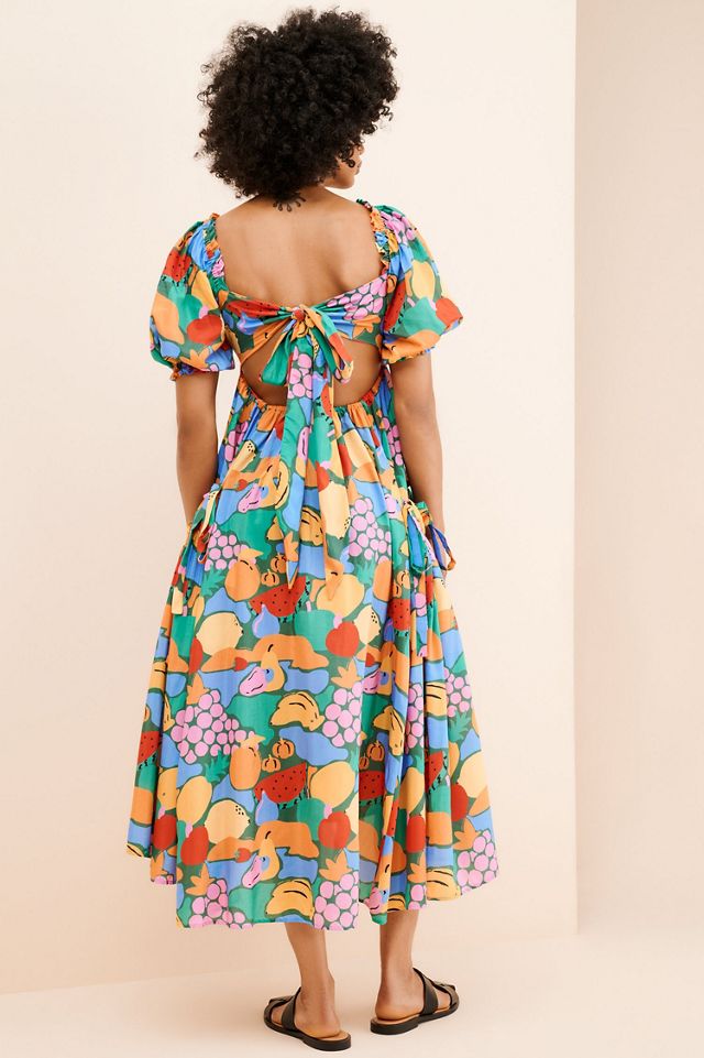 FARM Rio Fruit Landscape Short Sleeve Dress #1
