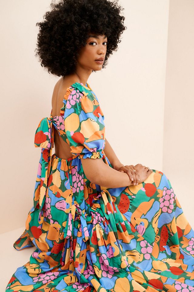 FARM Rio Fruit Landscape Short Sleeve Dress #2