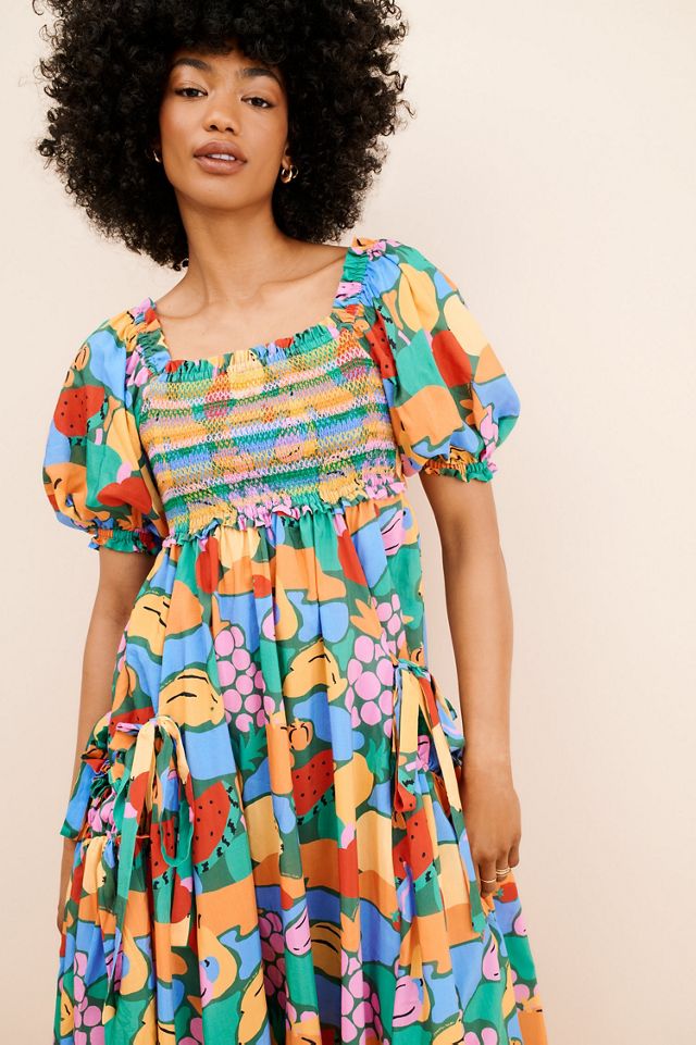 FARM Rio Fruit Landscape Short Sleeve Dress #3