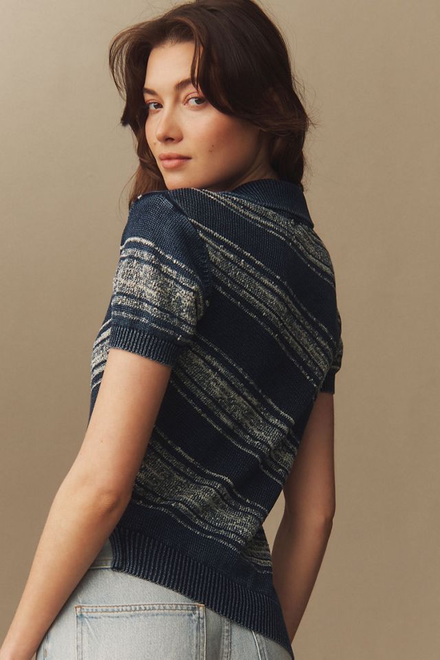 Pilcro Short-Sleeve Asymmetrical Polo Sweater #1