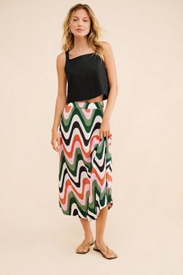 FARM Rio Wave Gradient Midi Skirt