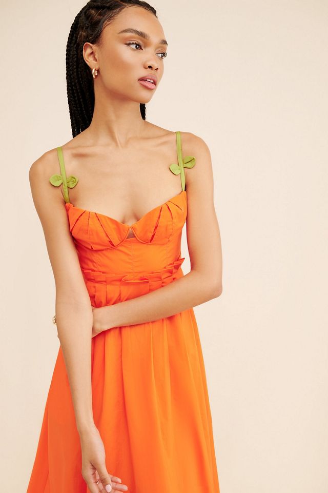 FARM Rio Corset Pleated Sleeveless Midi Dress #3