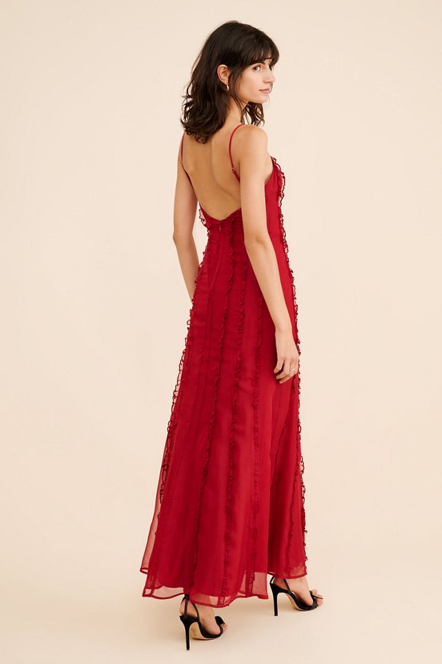 If By Sea Solid Ruffle Slip Maxi Dress #1