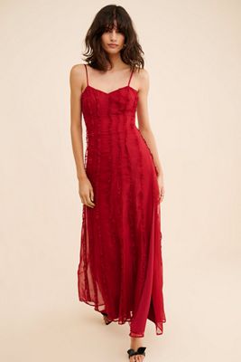 If By Sea Solid Ruffle Slip Maxi Dress