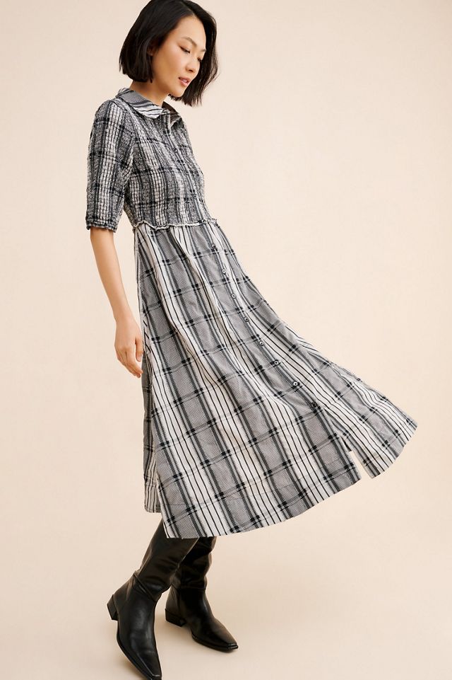Maeve Short-Sleeve Smocked Midi Shirtdress #3