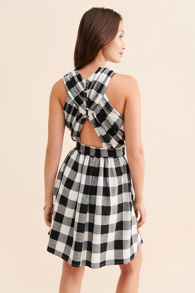 Verb by Pallavi Singhee Halter Embroidered Gingham Dress #1