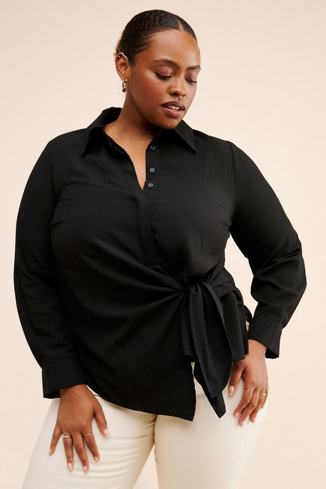 Eloquii Hip Tie Collared Shirt #2