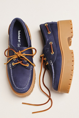 Timberland Stone Street Boat Shoe Flats In Blue