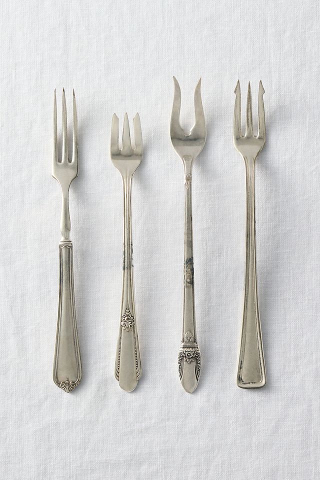 One-of-a-Kind Vintage Silverplate Appetizer Forks, Set of 4 #1