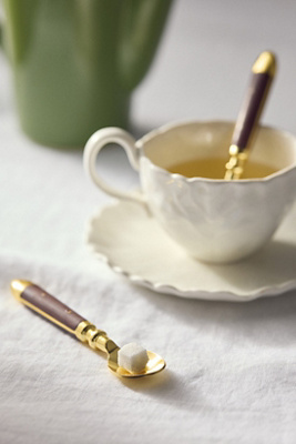 Anthropologie Woodland Metal Teaspoons, Set Of 4 In White