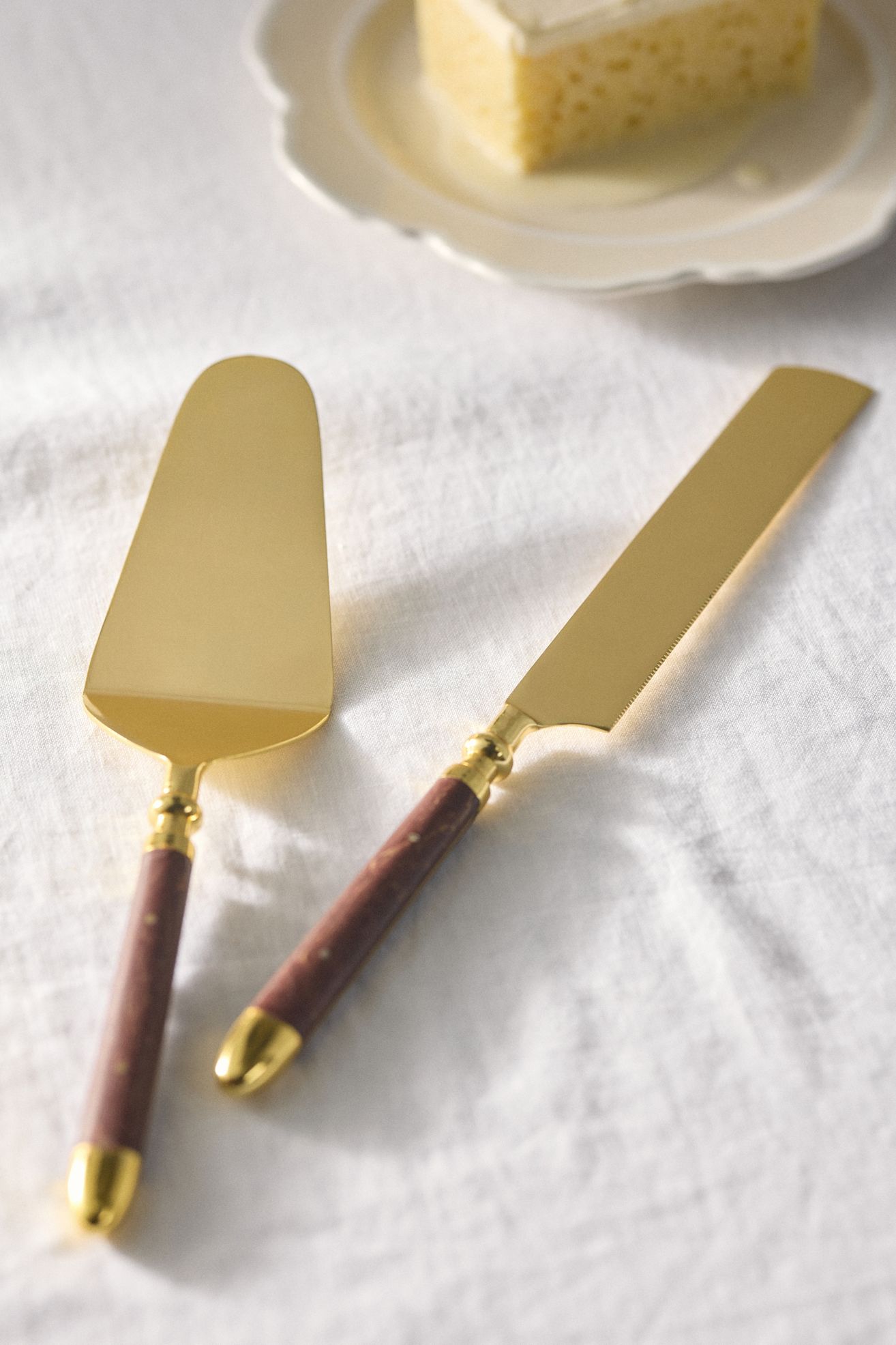 Woodland Metal Cake Serve Set - Gold, Standard, Set Of 2