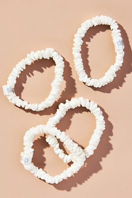 Slip Silk Skinny Scrunchie Set In White