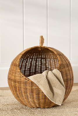 Anthropologie Apple Woven Wicker Basket In Brown