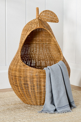 Anthropologie Pear Woven Wicker Basket In Brown