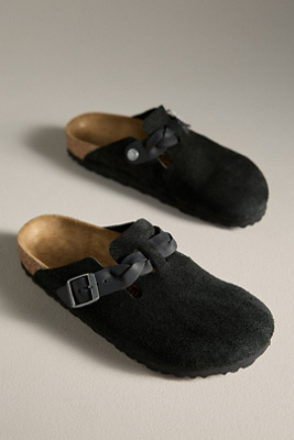 Birkenstock Boston Braided Clogs In Black
