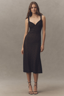 Bardot Alegra Sleeveless V-neck Stretch Lace Midi Dress In Black